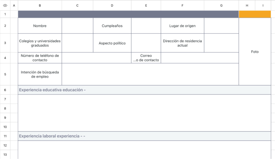 Currículum personal de búsqueda de empleo
